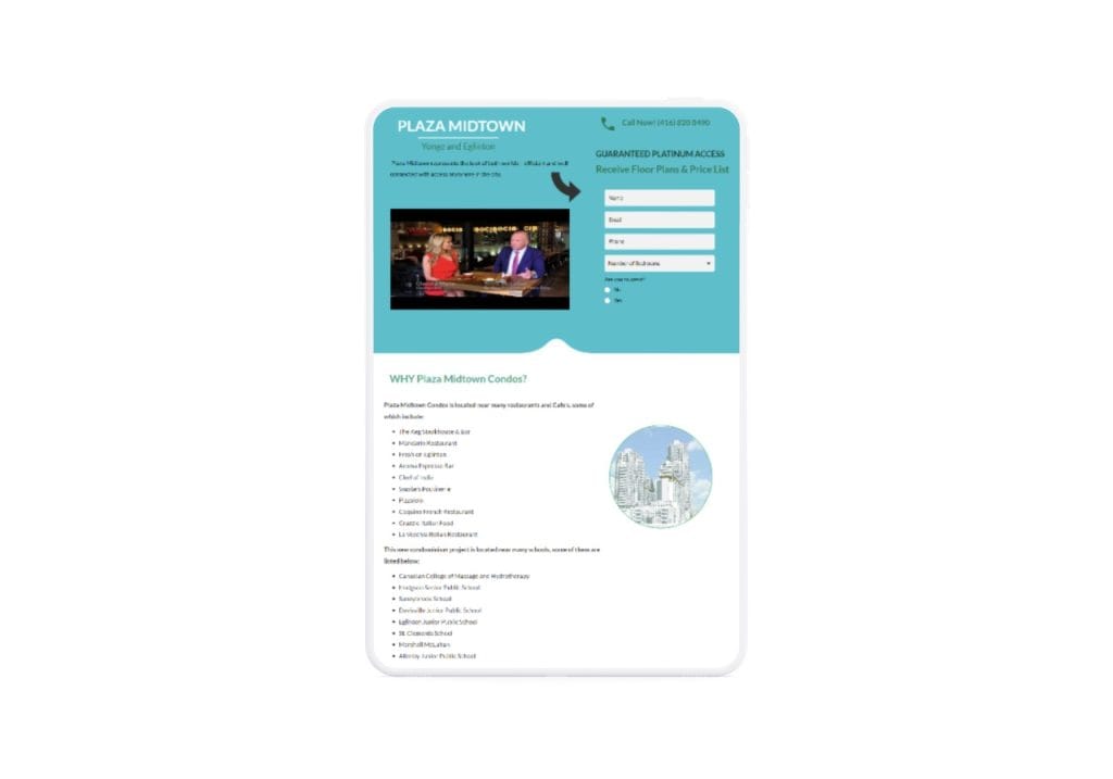 MP Condo: website page layout
