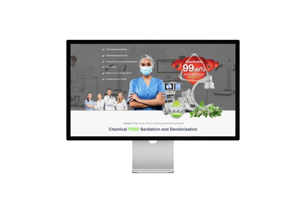 Concrobium medical facilities landing page on a desktop monitor