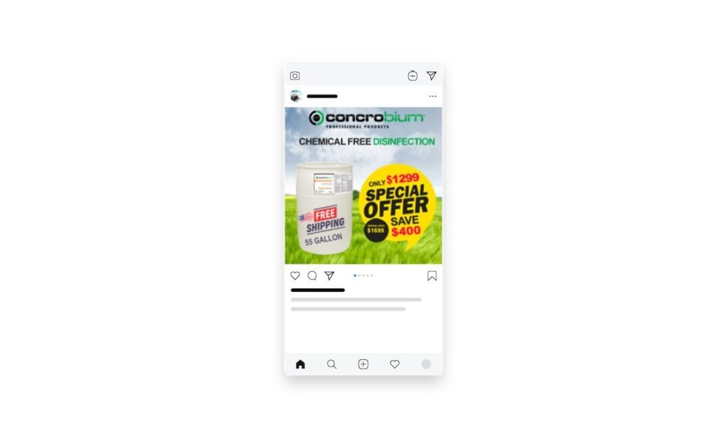 Concrobium Instagram ad shown on a phone