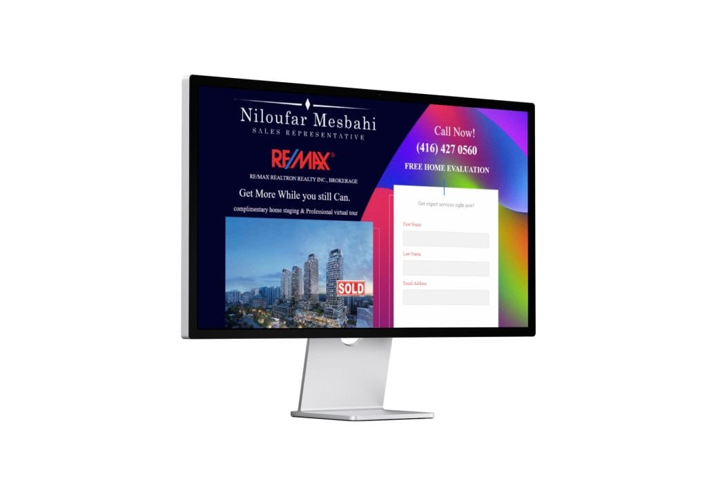 Niloufar Mesbahi RE/MAX landing page on a desktop monitor