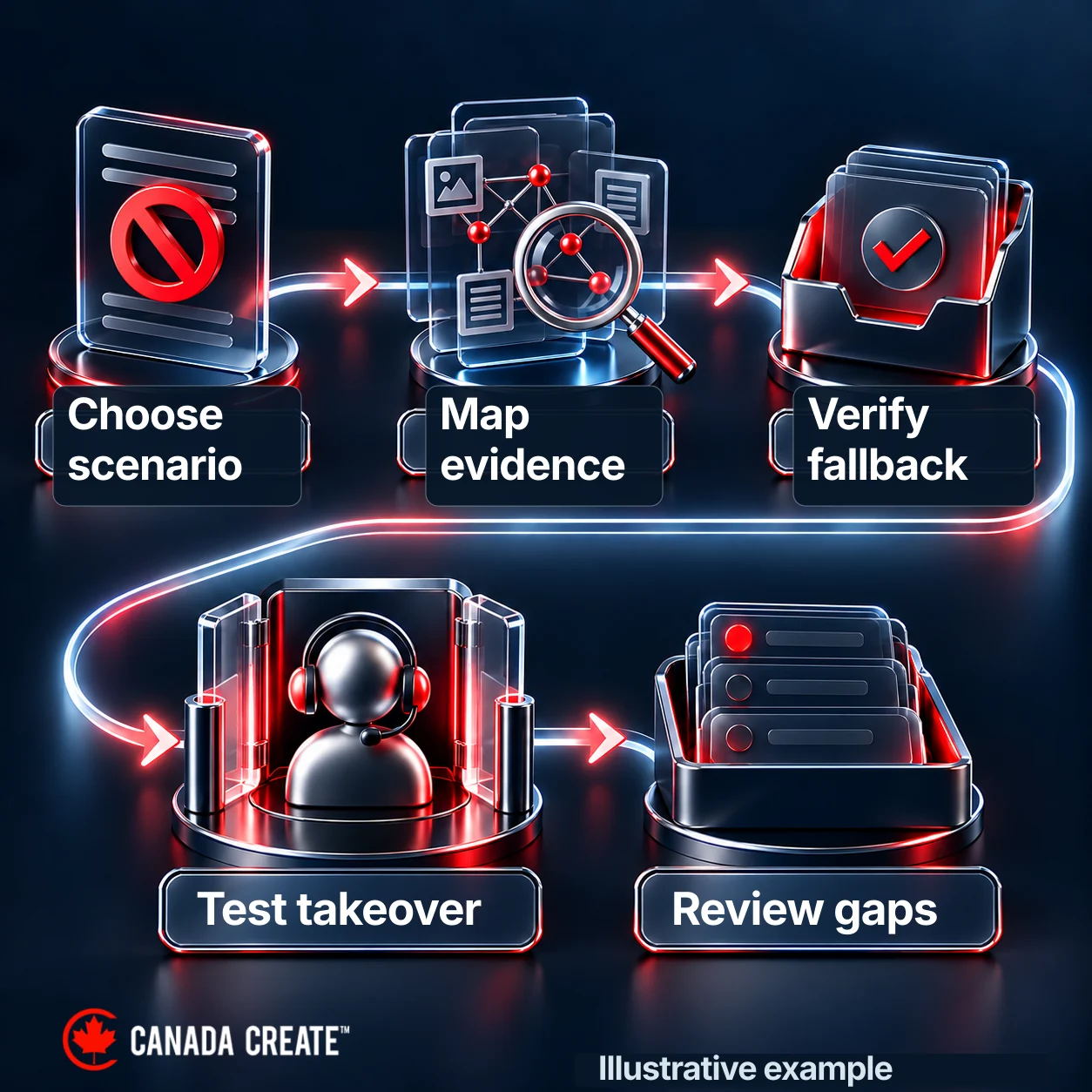 A practical sequence starts with one restricted request and ends with tested transitions and visible unresolved work.