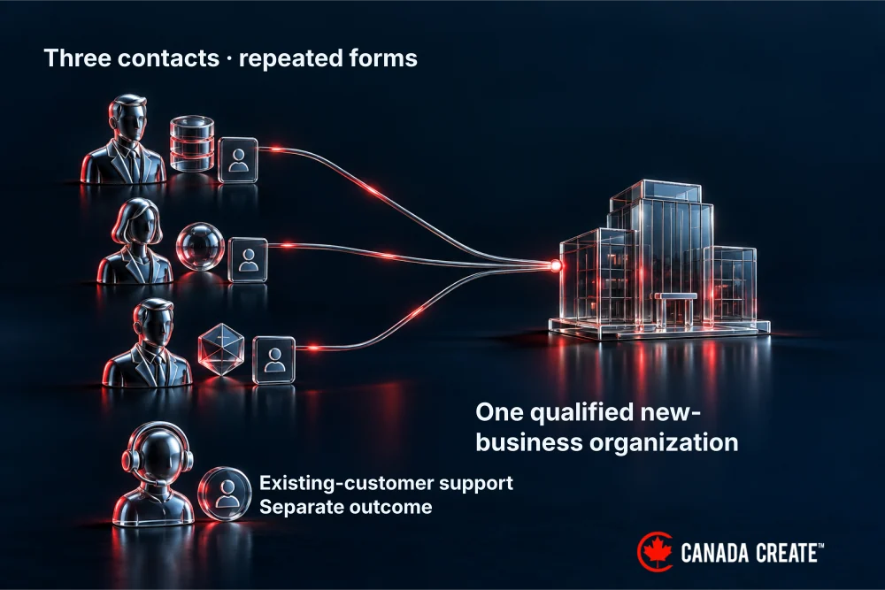 Three contacts do not automatically equal three qualified new-business organizations.