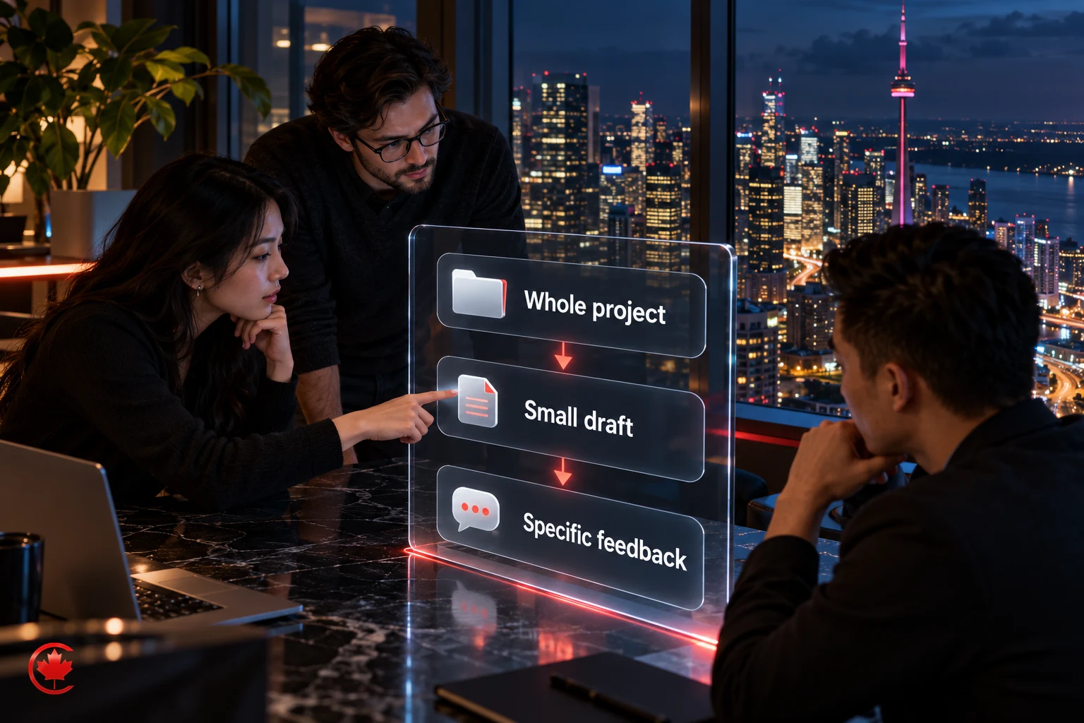 A large project divided into a small draft that can receive specific feedback.