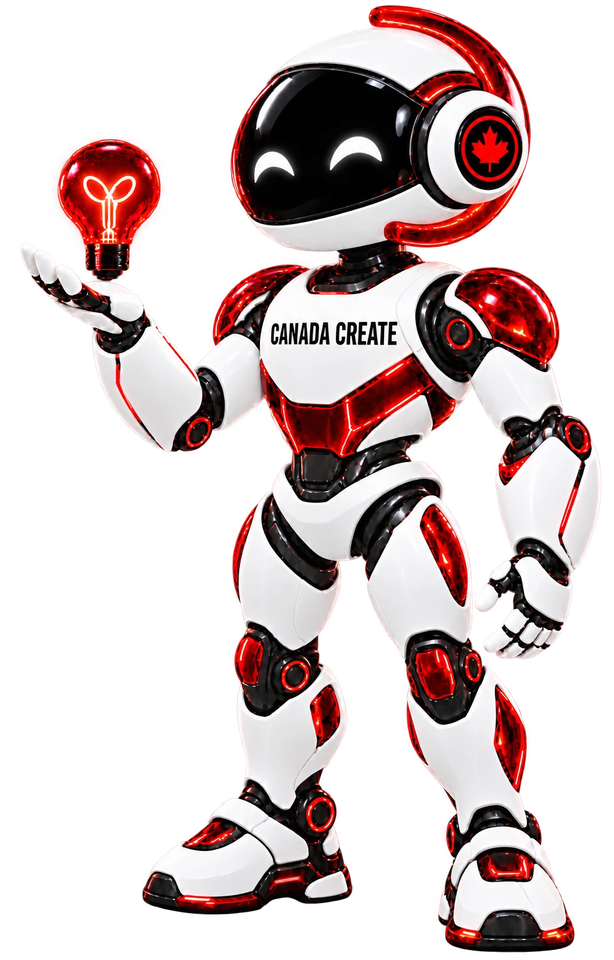 Canada Create robot holding a light bulb
