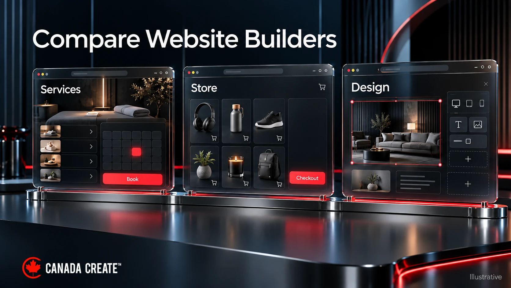 Website builder examples for service bookings, online stores and design control.