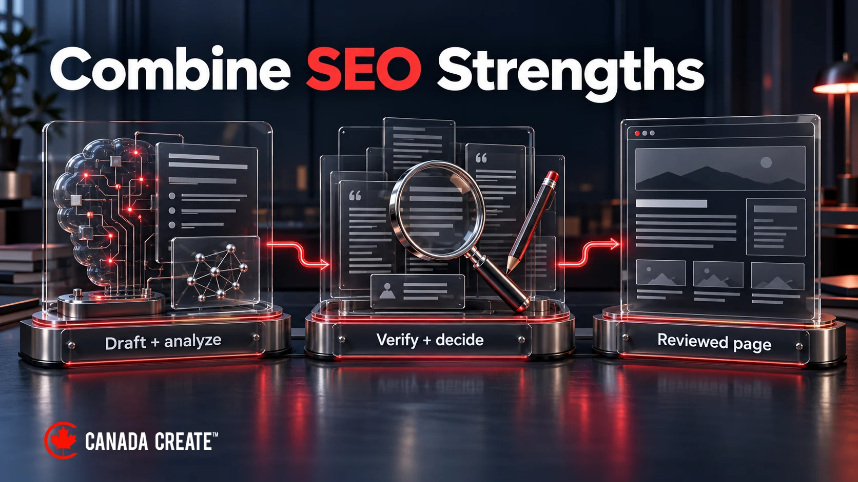 AI-assisted drafting and analysis pass through expert verification and editorial decisions before becoming a reviewed SEO page.