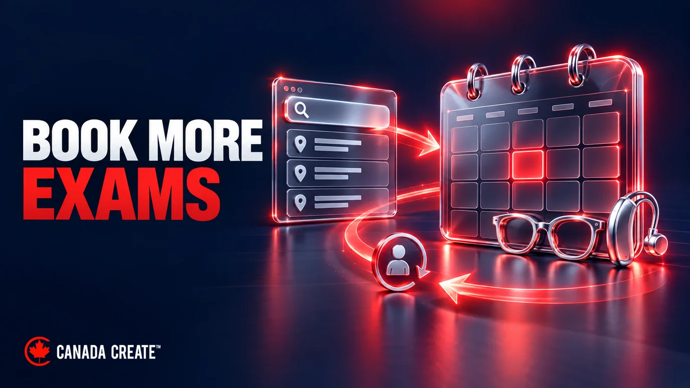 Optometry marketing workflow connecting local search, enquiries and exam bookings