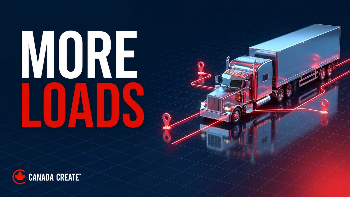 Chrome truck on a mapped lane network illustrating direct-freight growth for carriers.