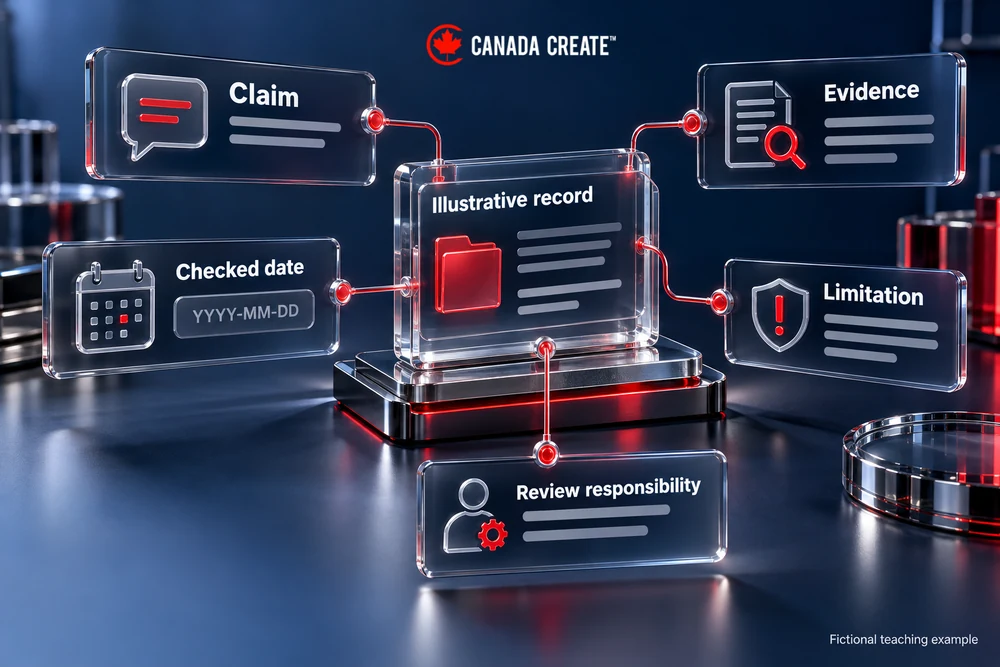 Keep evidence close to every comparison claim. A single claim record has five connected fields. A date field is labelled as a placeholder rather than a made-up real verification.