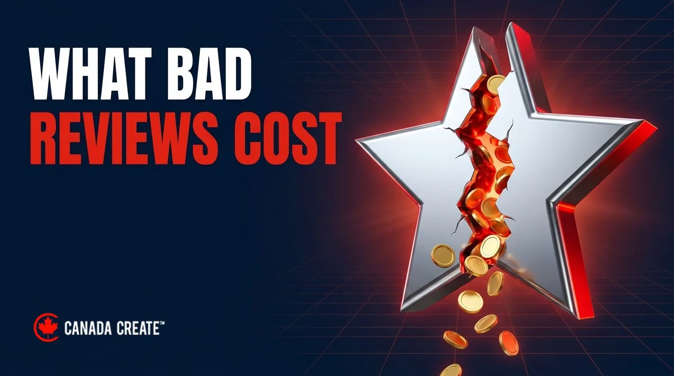 What bad reviews cost: a silver star cracking open with gold coins leaking out