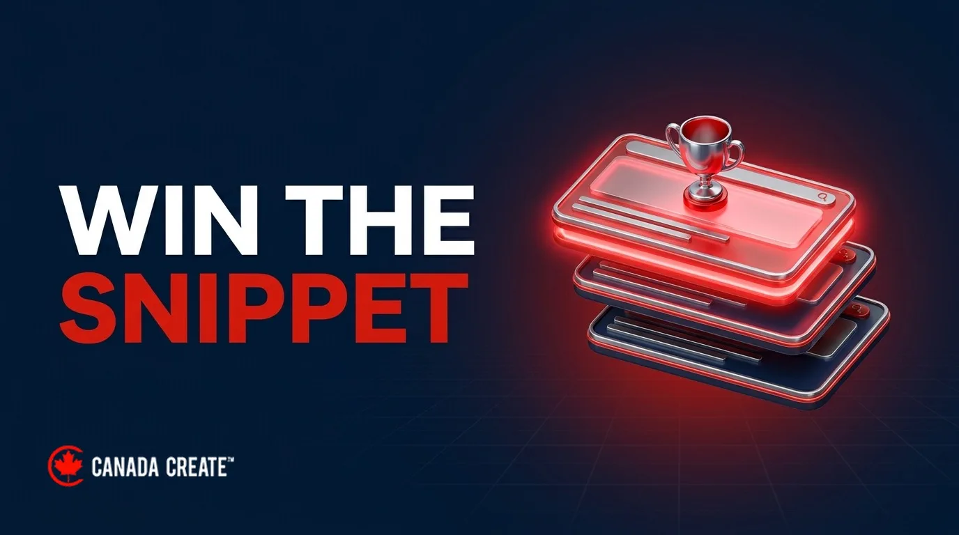 Win the snippet: the top search result card glowing red with a small trophy