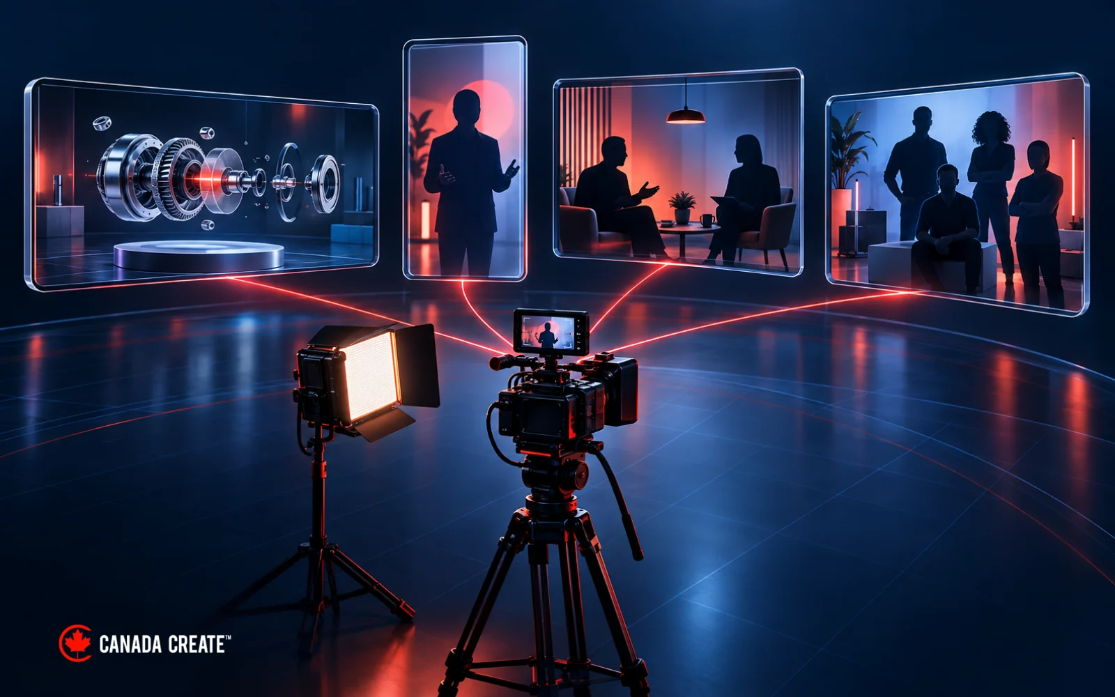 One video production setup adapted into explanatory, short-form and team content.