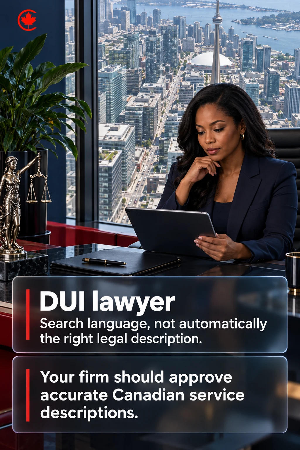 “DUI lawyer” is a search phrase, not automatically the right legal description; the firm should approve accurate Canadian service wording.