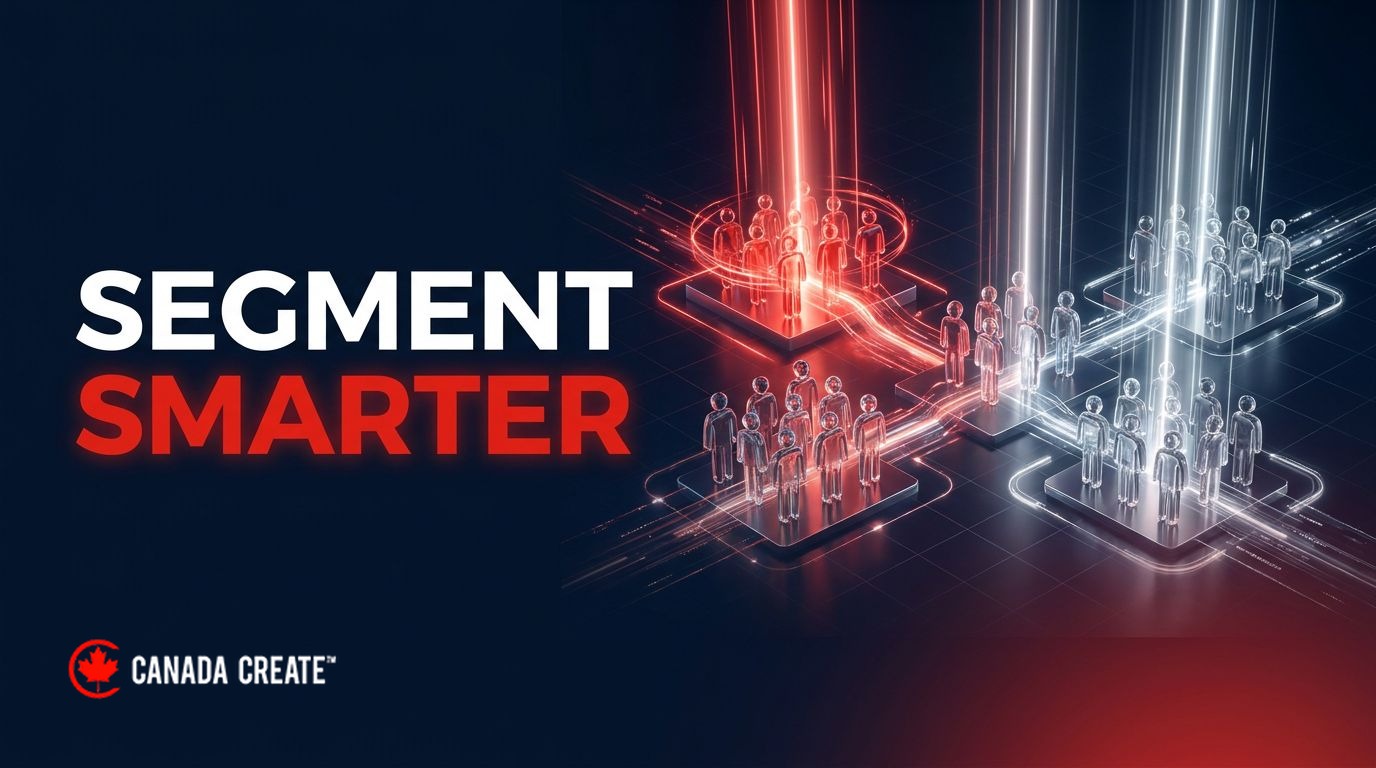 Segment smarter: glass figurines sorted by light beams into groups, one group red