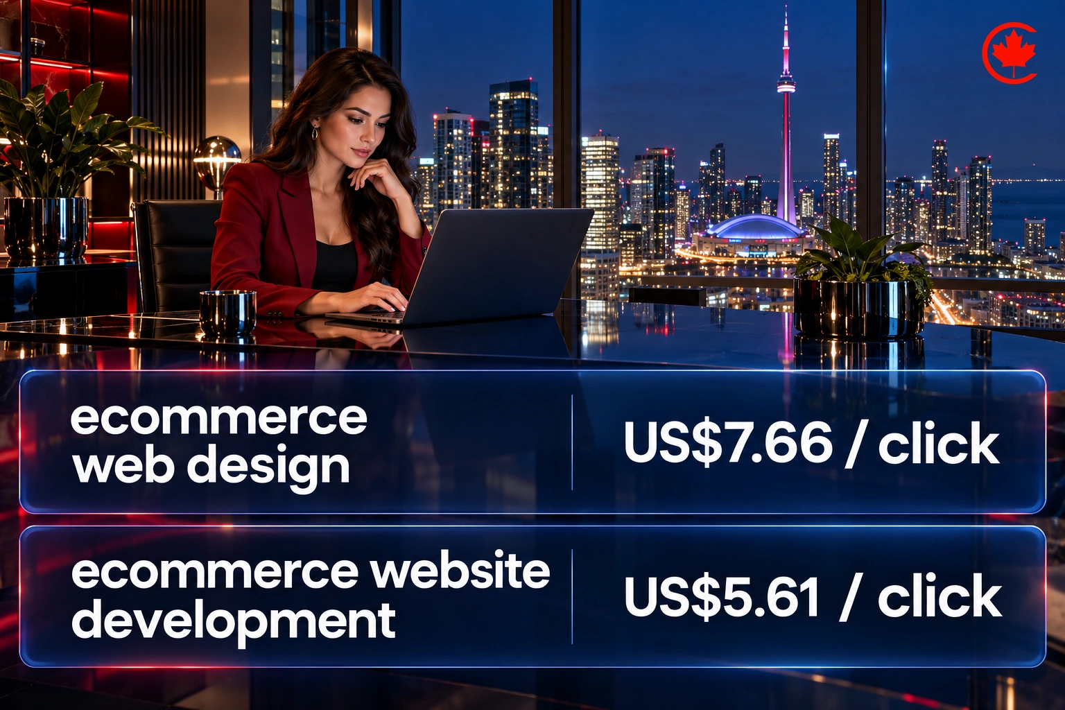 Estimated CPC: ecommerce web design US$7.66; ecommerce website development US$5.61 per click.