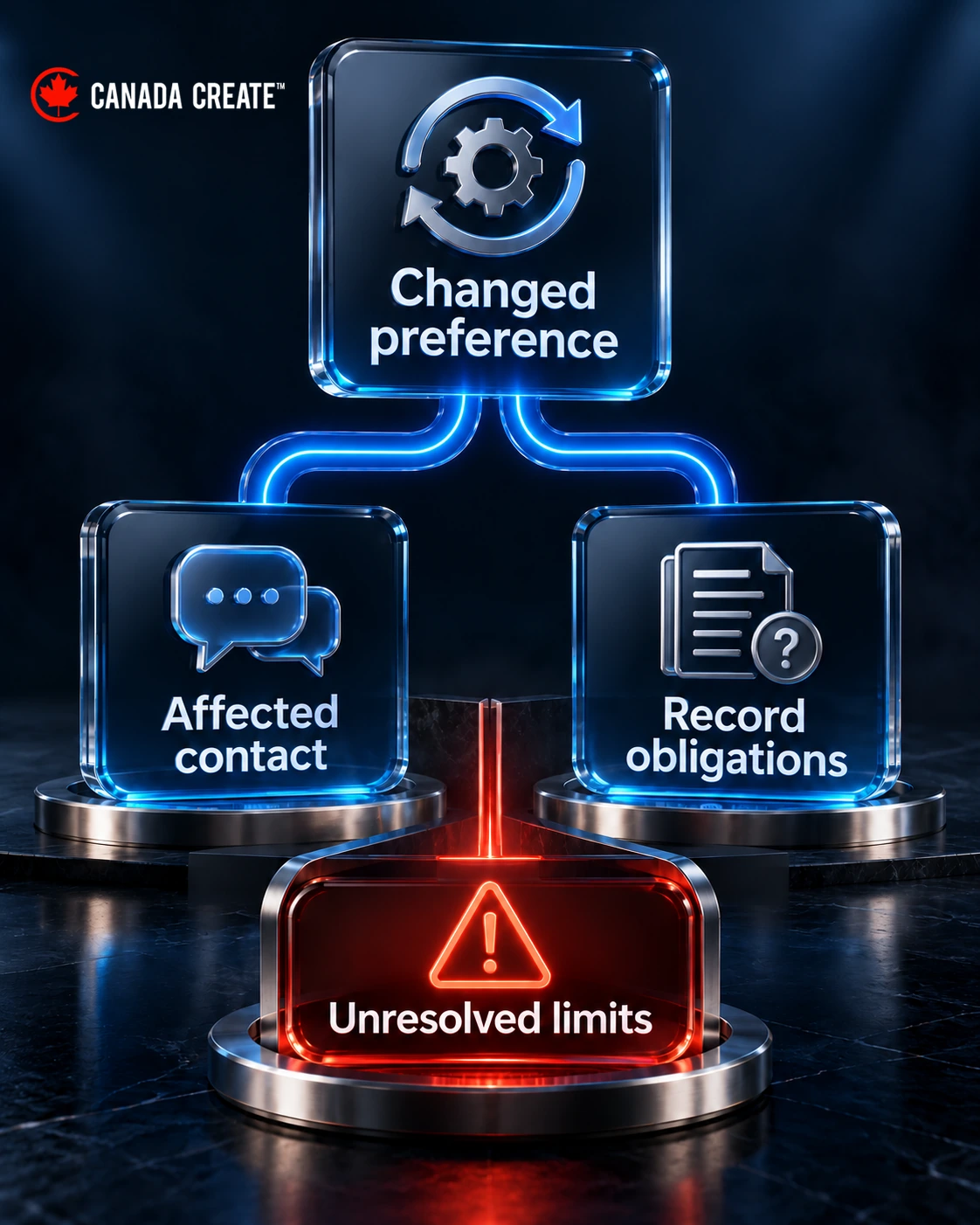 A changed contact preference leads to separate communication and record-retention reviews.