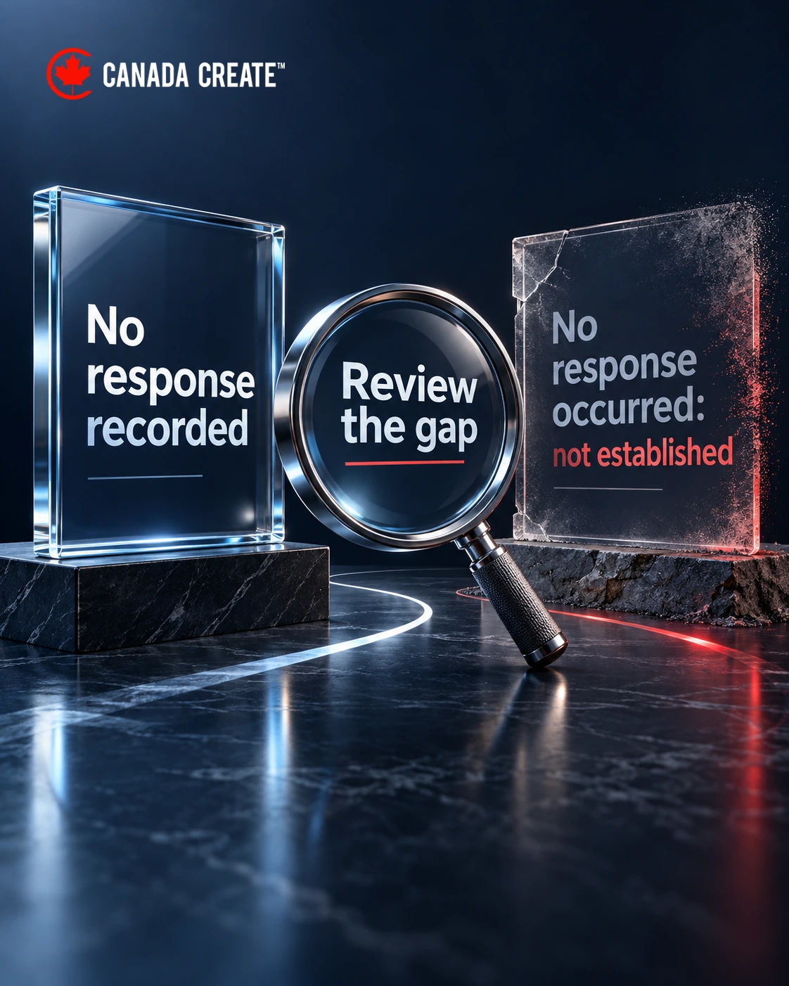 A missing response record prompts review rather than an unsupported claim that no response occurred.