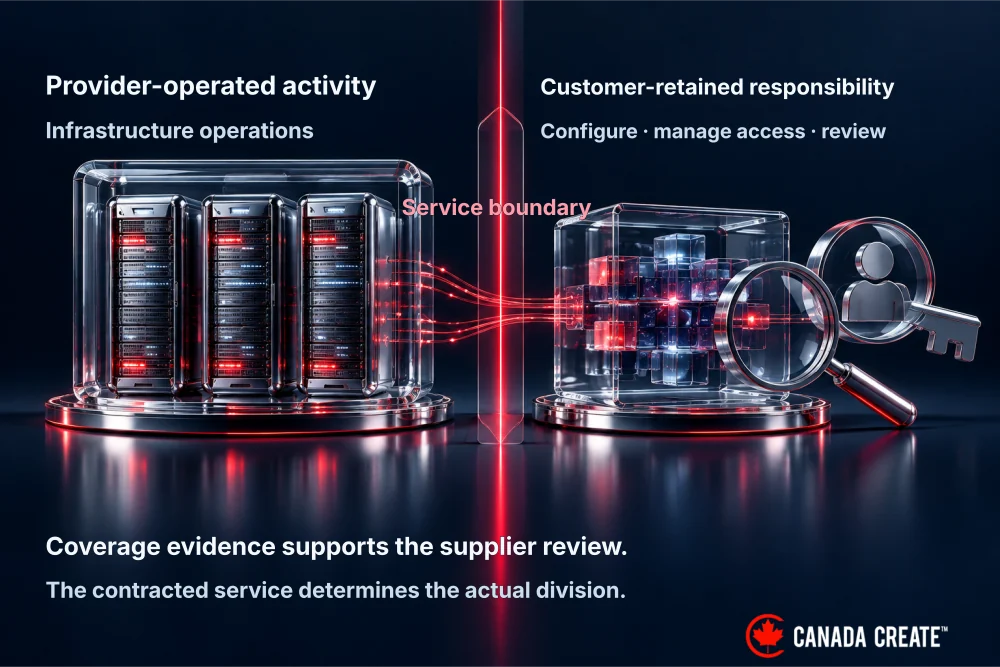 Provider infrastructure operations are separated from customer configuration, identity and supplier-review responsibilities.