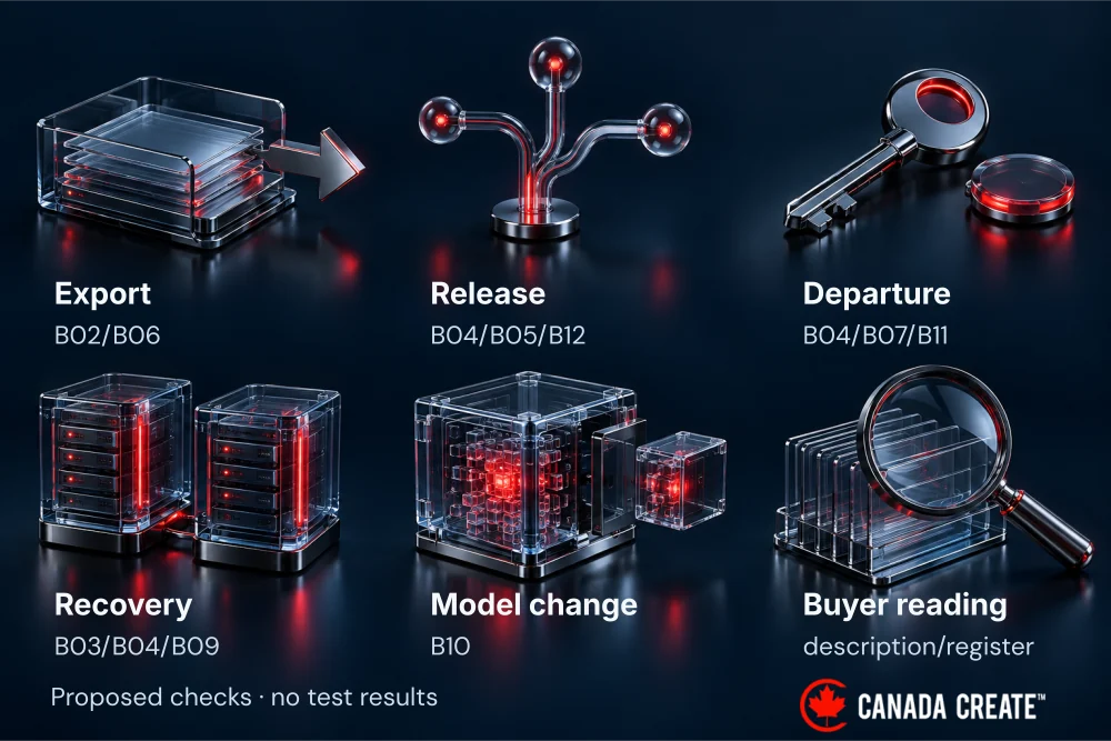 Six walkthroughs connect support exports, releases, departures, recovery, supplier changes and coverage interpretation to the register.