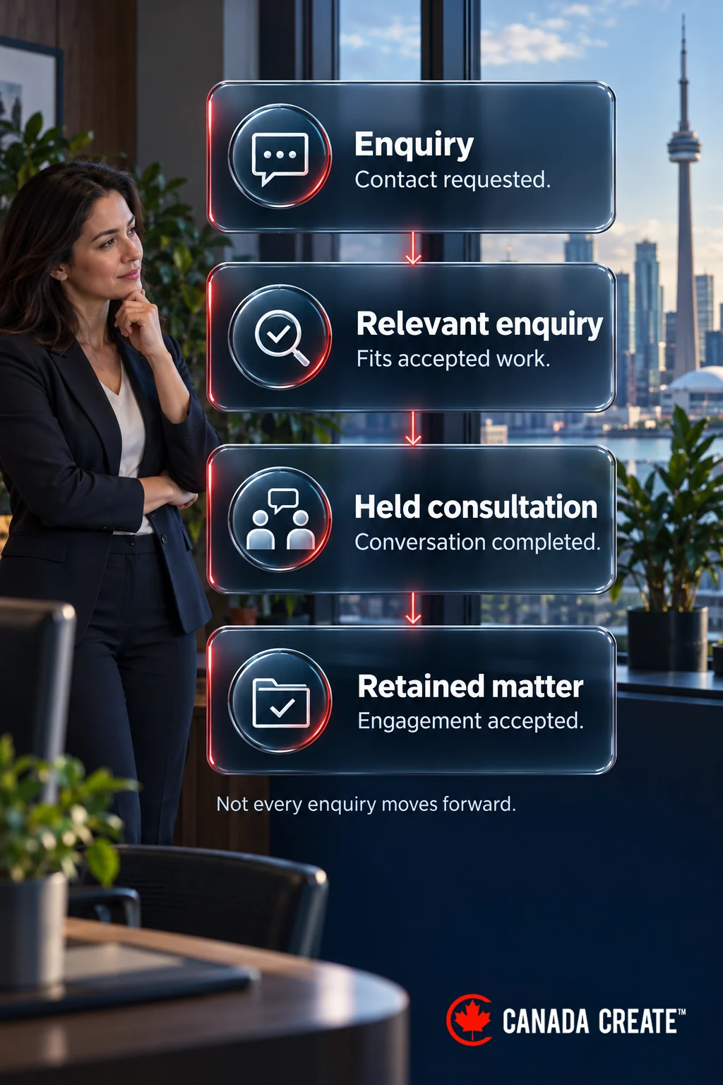 Four distinct reporting stages: enquiry, relevant enquiry, held consultation and retained matter. Not every enquiry moves forward.