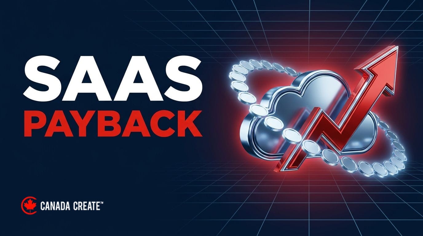 SaaS payback: a chrome cloud with silver coins orbiting back to it and a red arrow shooting upward