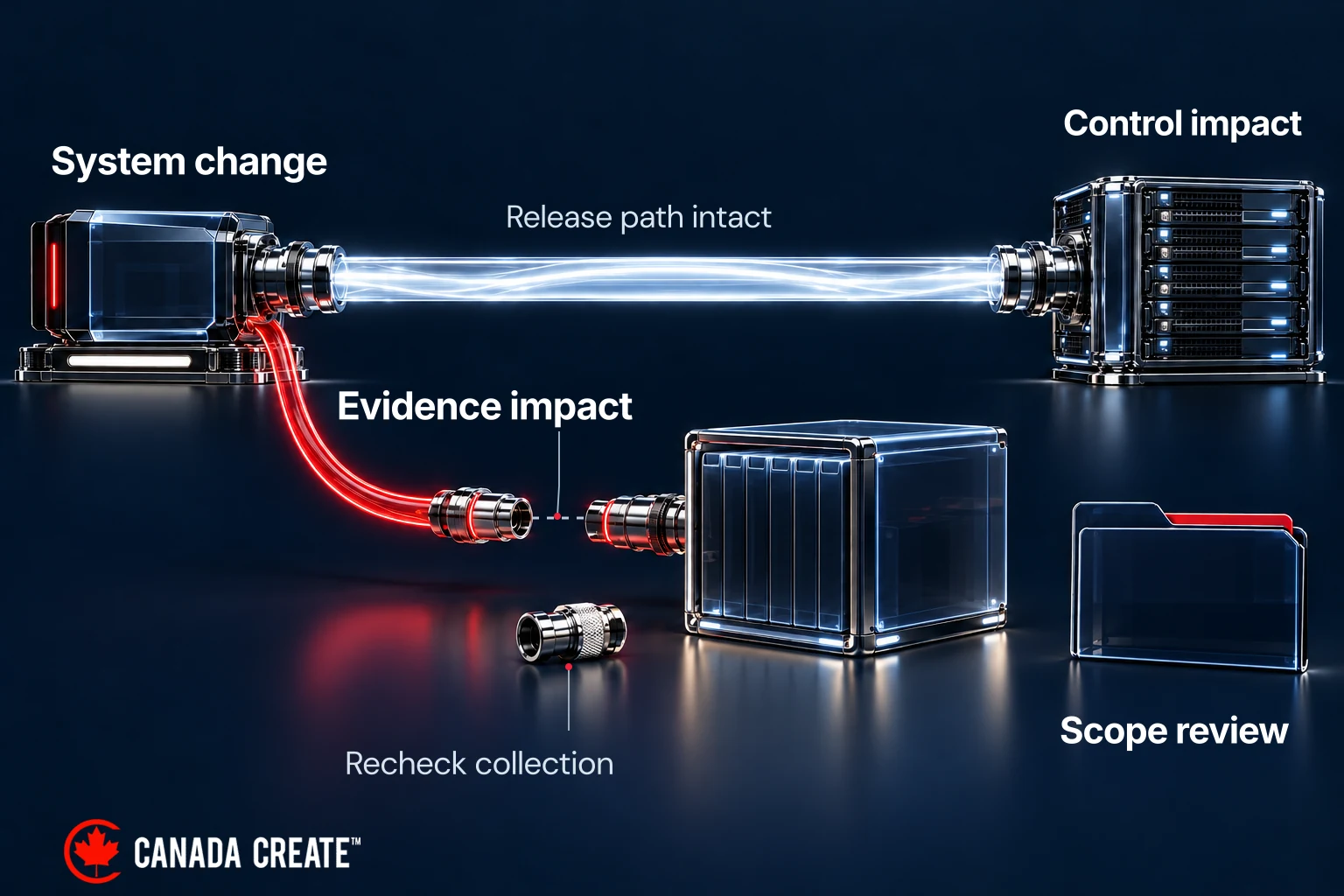 A new deployment component changes control and evidence paths, triggering a scope review.