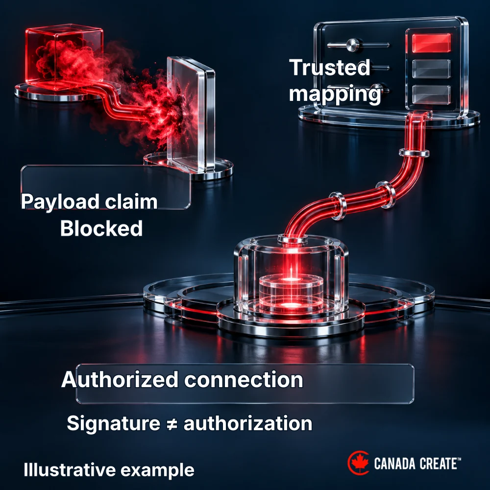 Illustrative example: A trusted subscription mapping determines the customer connection rather than an arbitrary payload tenant field.