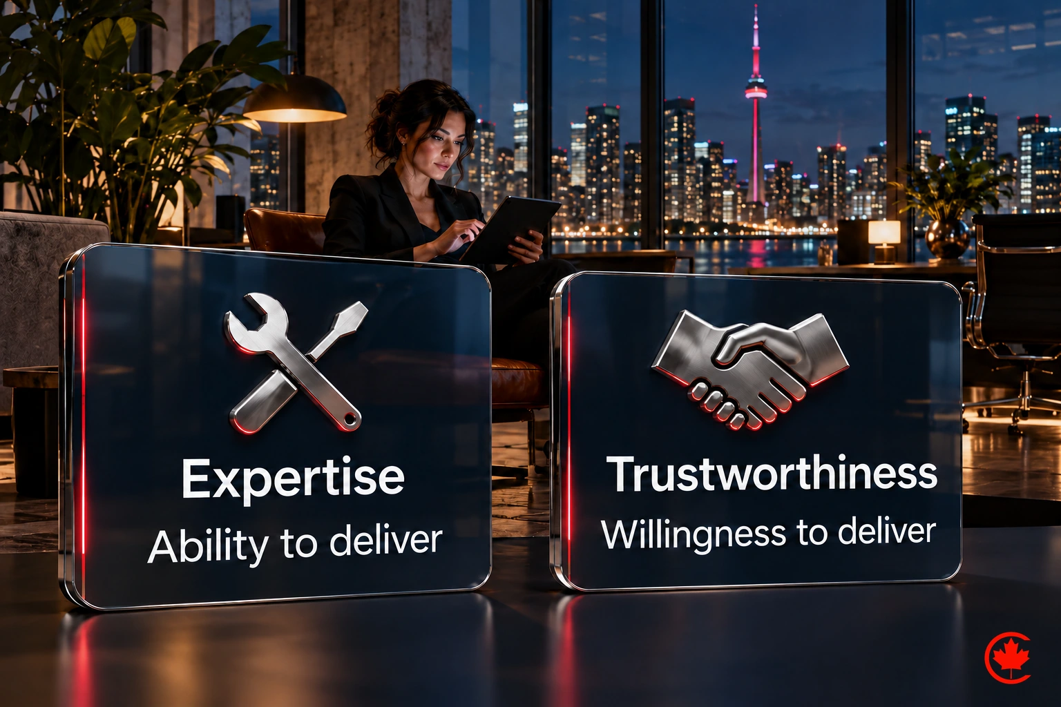 Expertise means ability to deliver; trustworthiness means willingness to deliver.