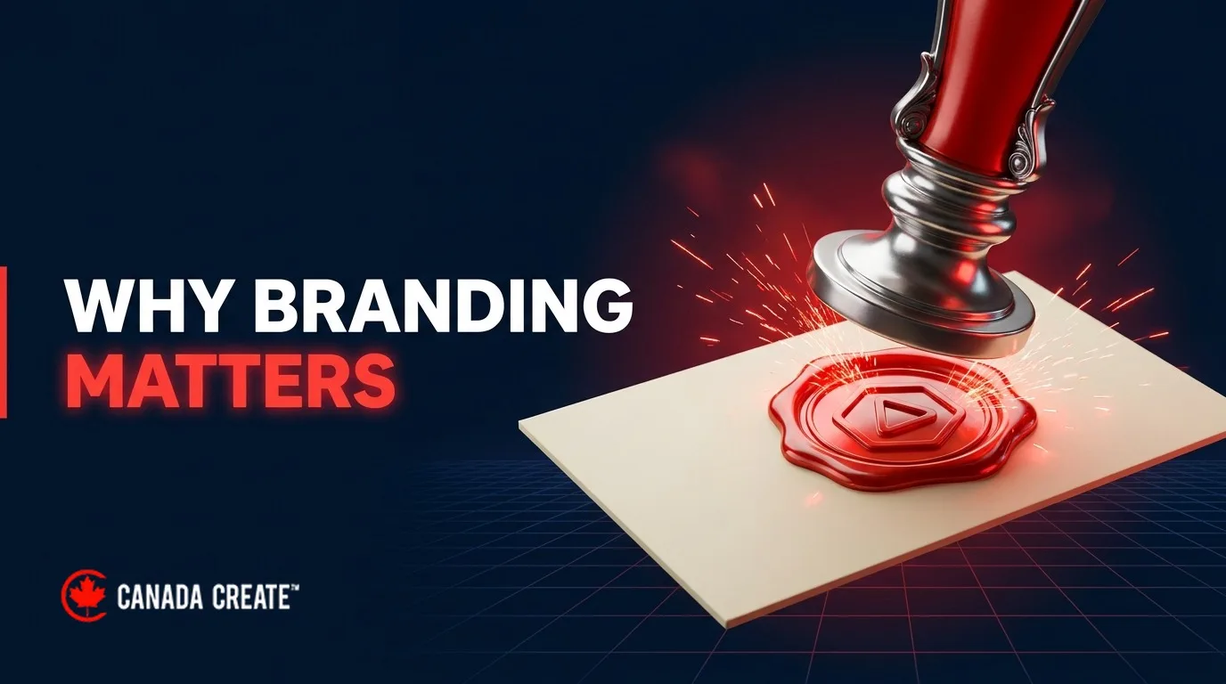 Why branding matters: a wax-seal stamp pressing a glowing red seal onto a card