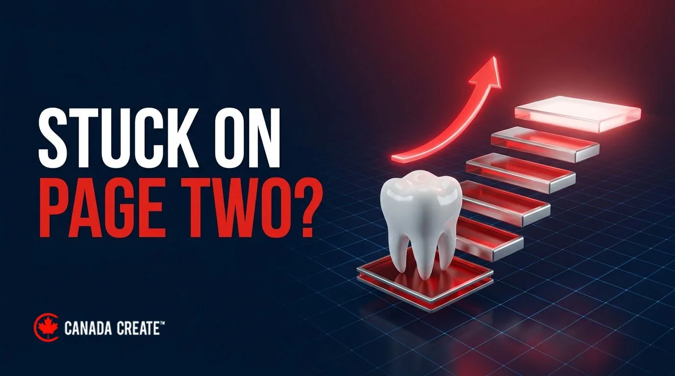 Stuck on page two: a tooth model on the bottom step of a staircase with a red arrow pointing up