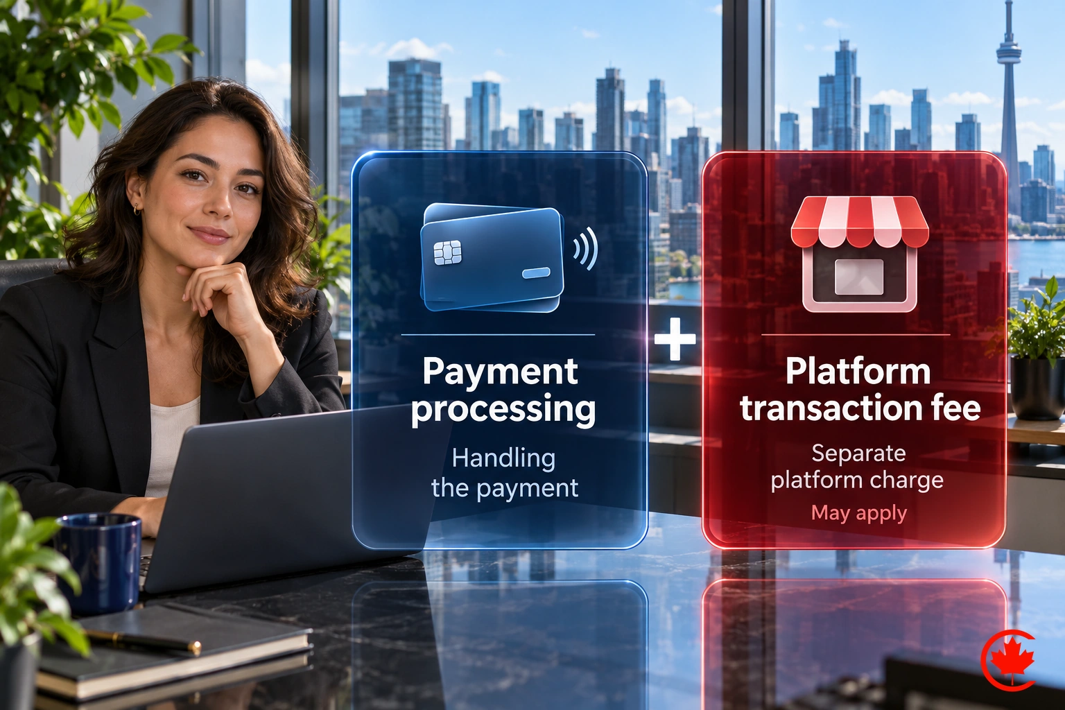 Payment processing is distinguished from a separate platform transaction fee that may apply.